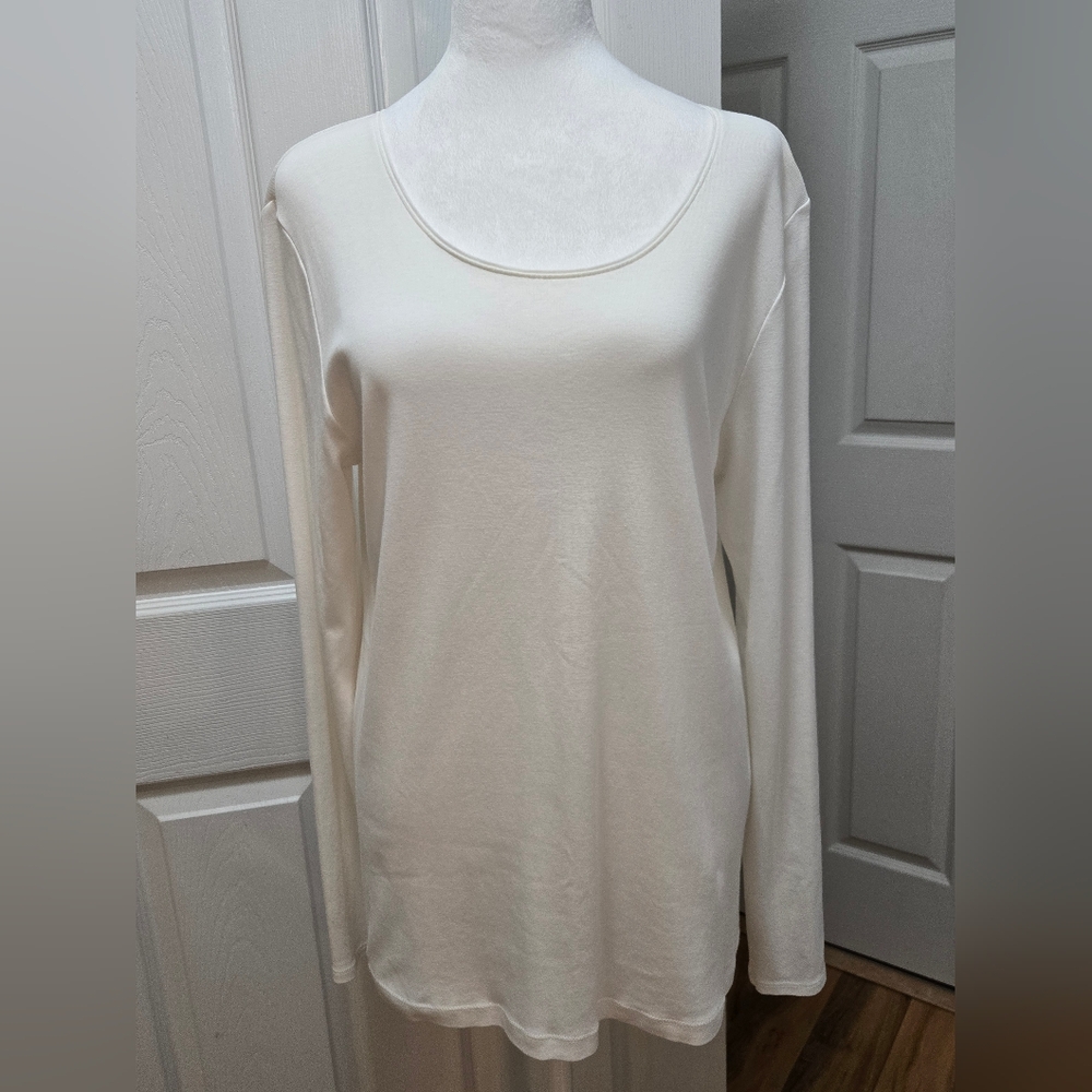 J. Jill Perfect Pima Women's Long Sleeved Tee, White, Large